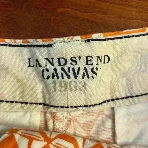 Land’S End Canvas Shorts Size 2 EUC orange-white Summer Lightweight Super Cute - Picture 2 of 6